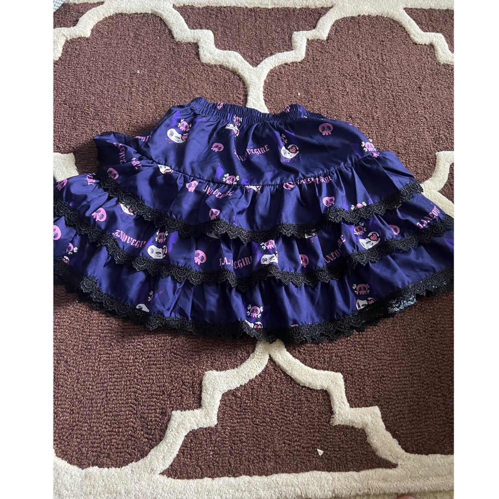 purple Muromi layered skirt black lace trim layers